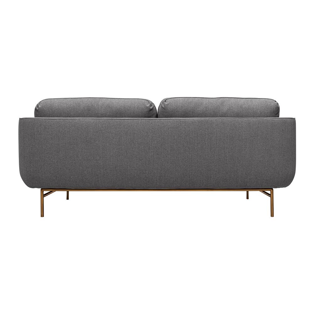 Armen Living - Lilou 77in Fossil Gray Velvet Sofa with Antique Brass Metal Legs - LCLISOABDKGRY veiw 4