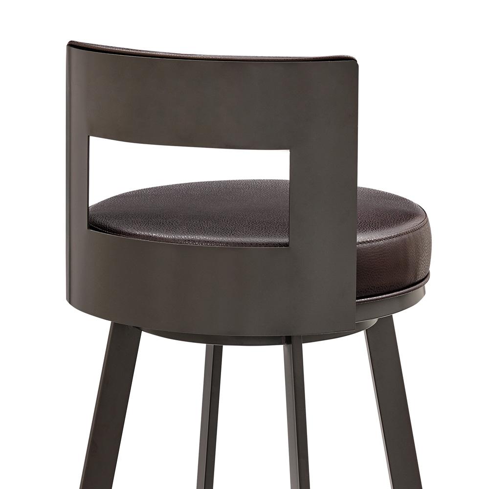 Armen Living - Lynof Swivel Counter Stool in Brown Metal with Brown Faux Leather - 840254335448 veiw 5