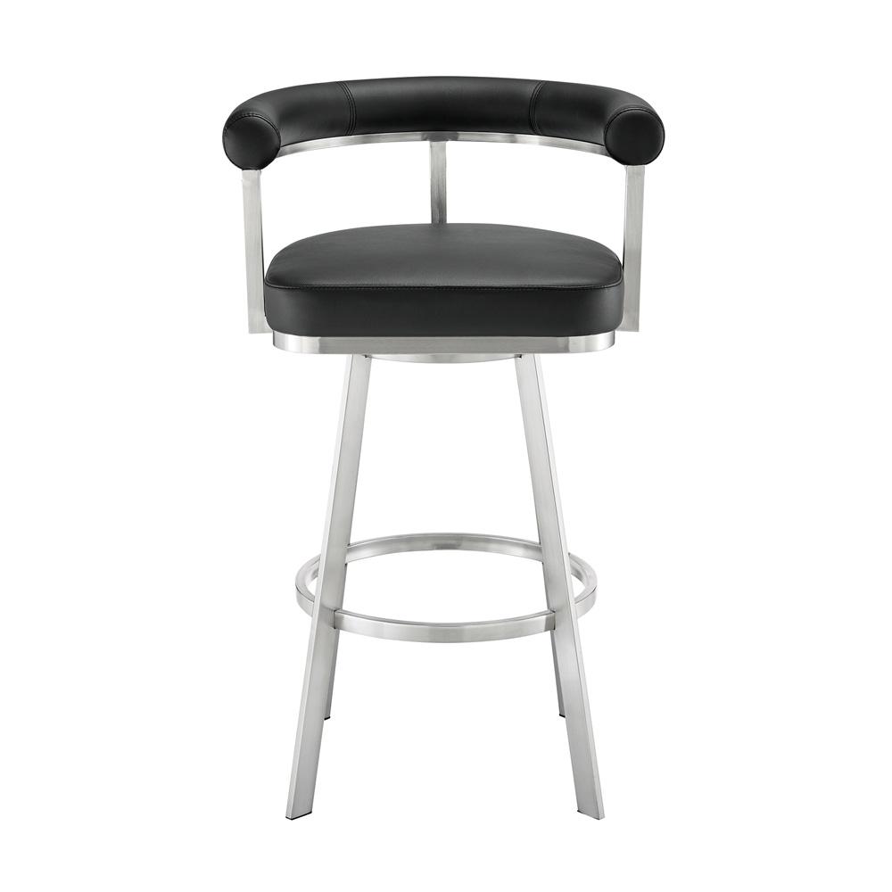 Armen Living - Magnolia 30in Swivel Bar Stool in Brushed Stainless Steel with Black Faux Leather - LCMGBABSBLK30 veiw 2