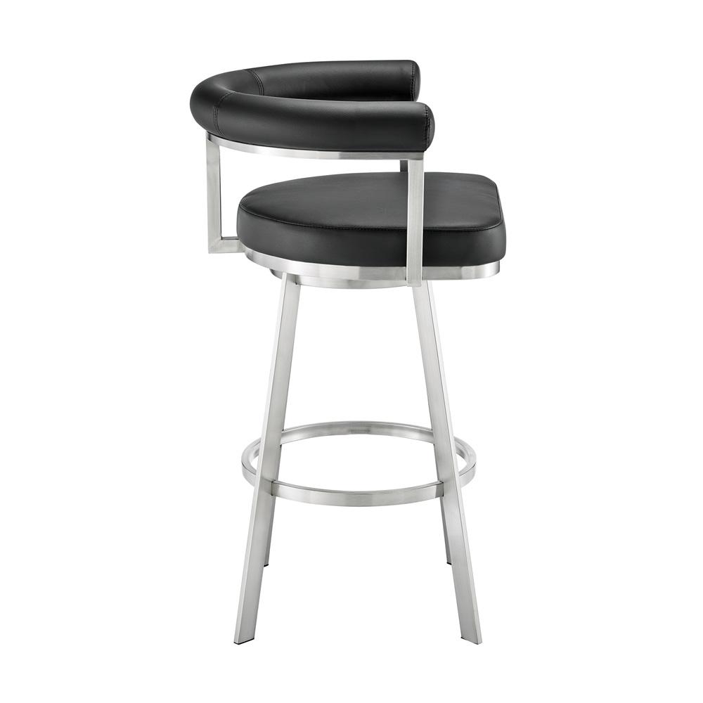 Armen Living - Magnolia 30in Swivel Bar Stool in Brushed Stainless Steel with Black Faux Leather - LCMGBABSBLK30 veiw 3