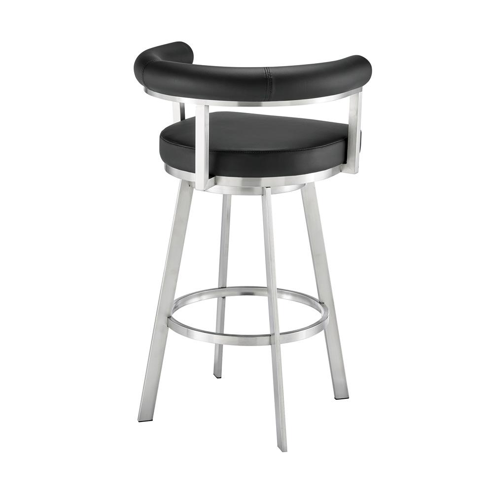 Armen Living - Magnolia 30in Swivel Bar Stool in Brushed Stainless Steel with Black Faux Leather - LCMGBABSBLK30 veiw 4