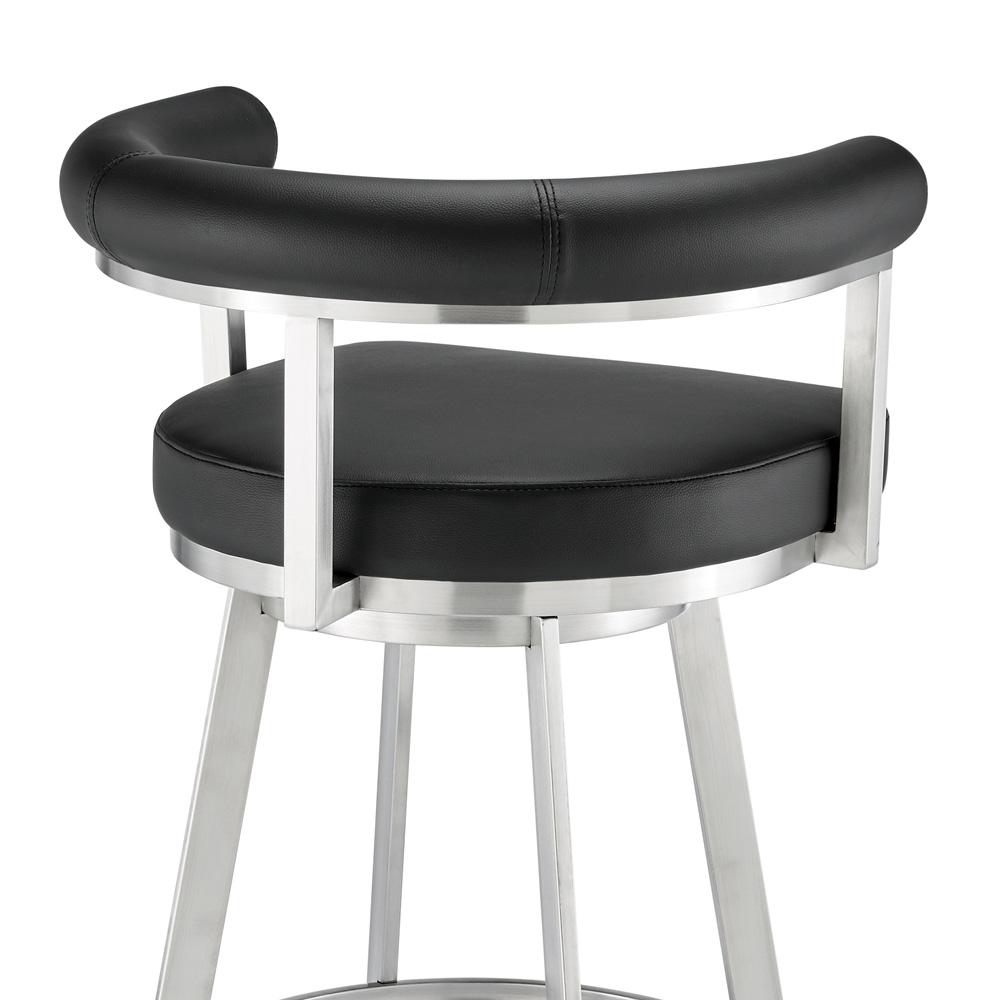 Armen Living - Magnolia 30in Swivel Bar Stool in Brushed Stainless Steel with Black Faux Leather - LCMGBABSBLK30 veiw 5