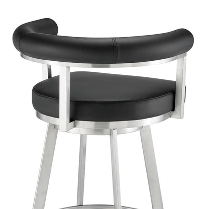 Armen Living - Magnolia 30in Swivel Bar Stool in Brushed Stainless Steel with Black Faux Leather - LCMGBABSBLK30 veiw 5