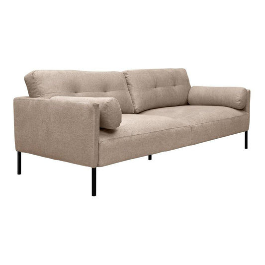 Armen Living - Michalina 84in Beige Fabric Sofa with Black Metal Legs - LCMISOBLKBEI veiw 2
