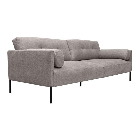 Armen Living - Michalina 84in Fossil Gray Velvet Sofa with Black Metal Legs - LCMISOBLKDKGRY veiw 2