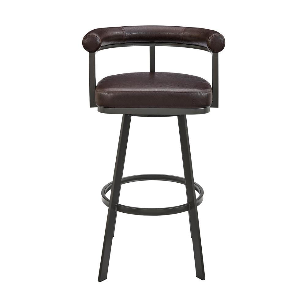 Armen Living - Nolagam Swivel Bar Stool in Brown Metal with Brown Faux Leather - 840254335653 veiw 2