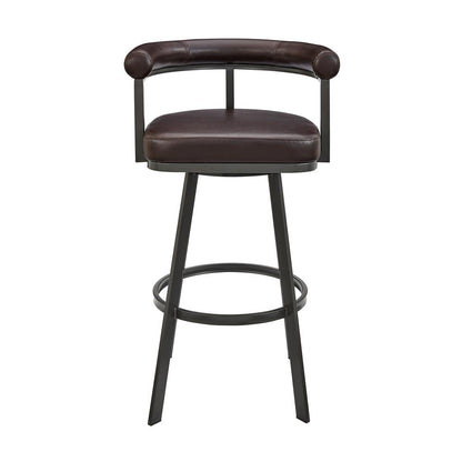 Armen Living - Nolagam Swivel Bar Stool in Brown Metal with Brown Faux Leather - 840254335653 veiw 2