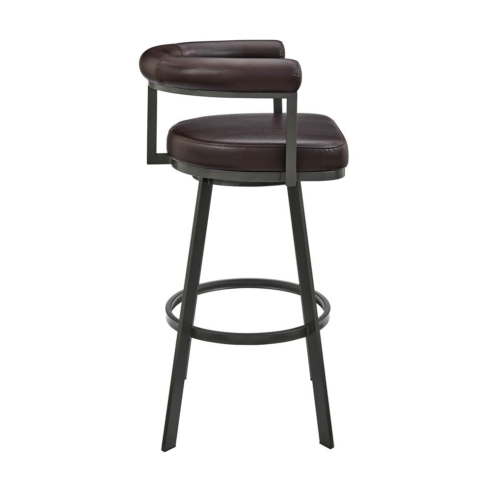 Armen Living - Nolagam Swivel Bar Stool in Brown Metal with Brown Faux Leather - 840254335653 veiw 3