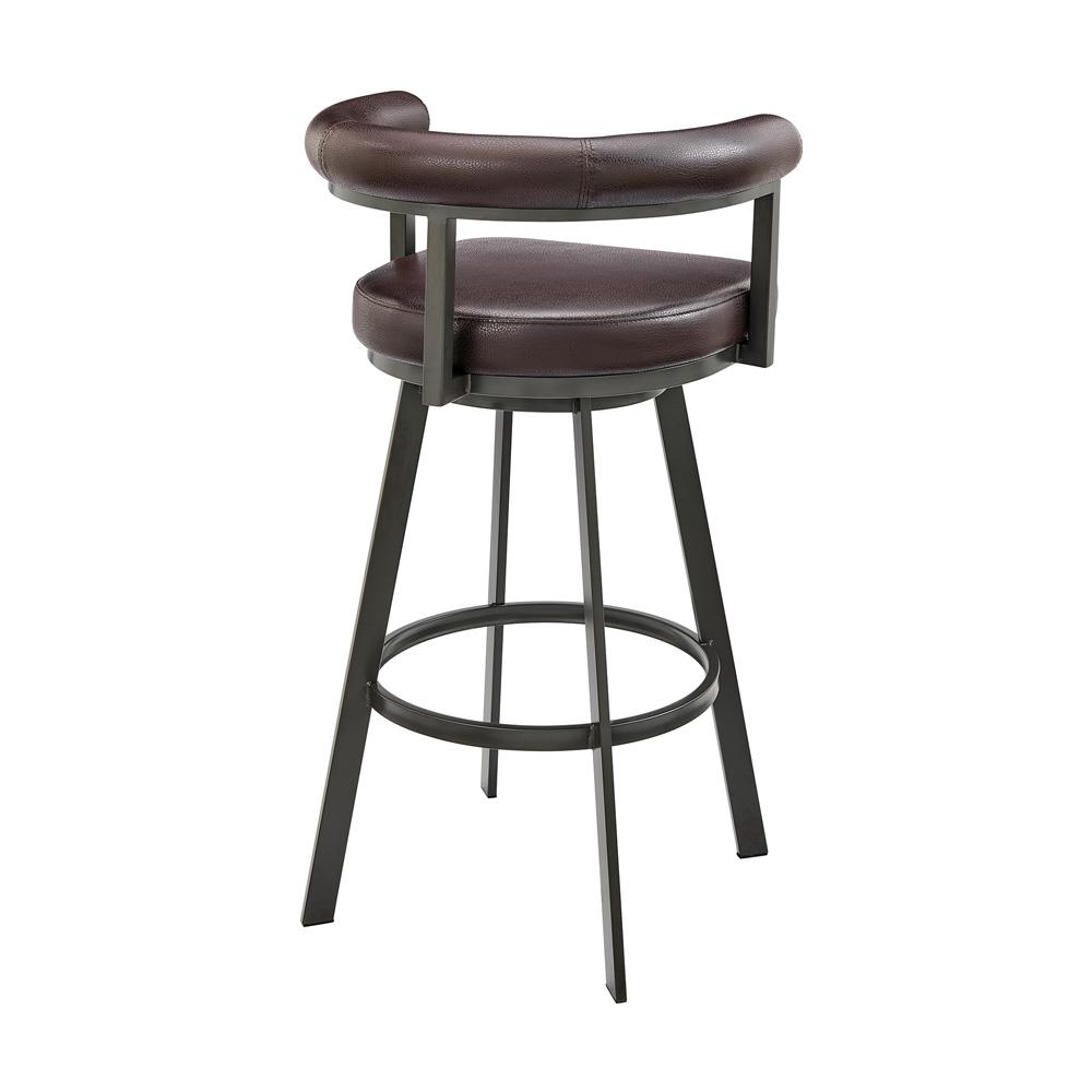 Armen Living - Nolagam Swivel Bar Stool in Brown Metal with Brown Faux Leather - 840254335653 veiw 4