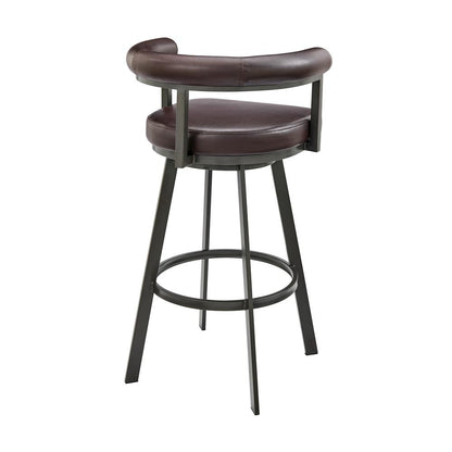 Armen Living - Nolagam Swivel Bar Stool in Brown Metal with Brown Faux Leather - 840254335653 veiw 4