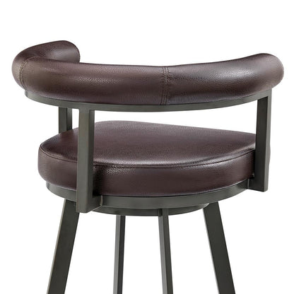 Armen Living - Nolagam Swivel Bar Stool in Brown Metal with Brown Faux Leather - 840254335653 veiw 5