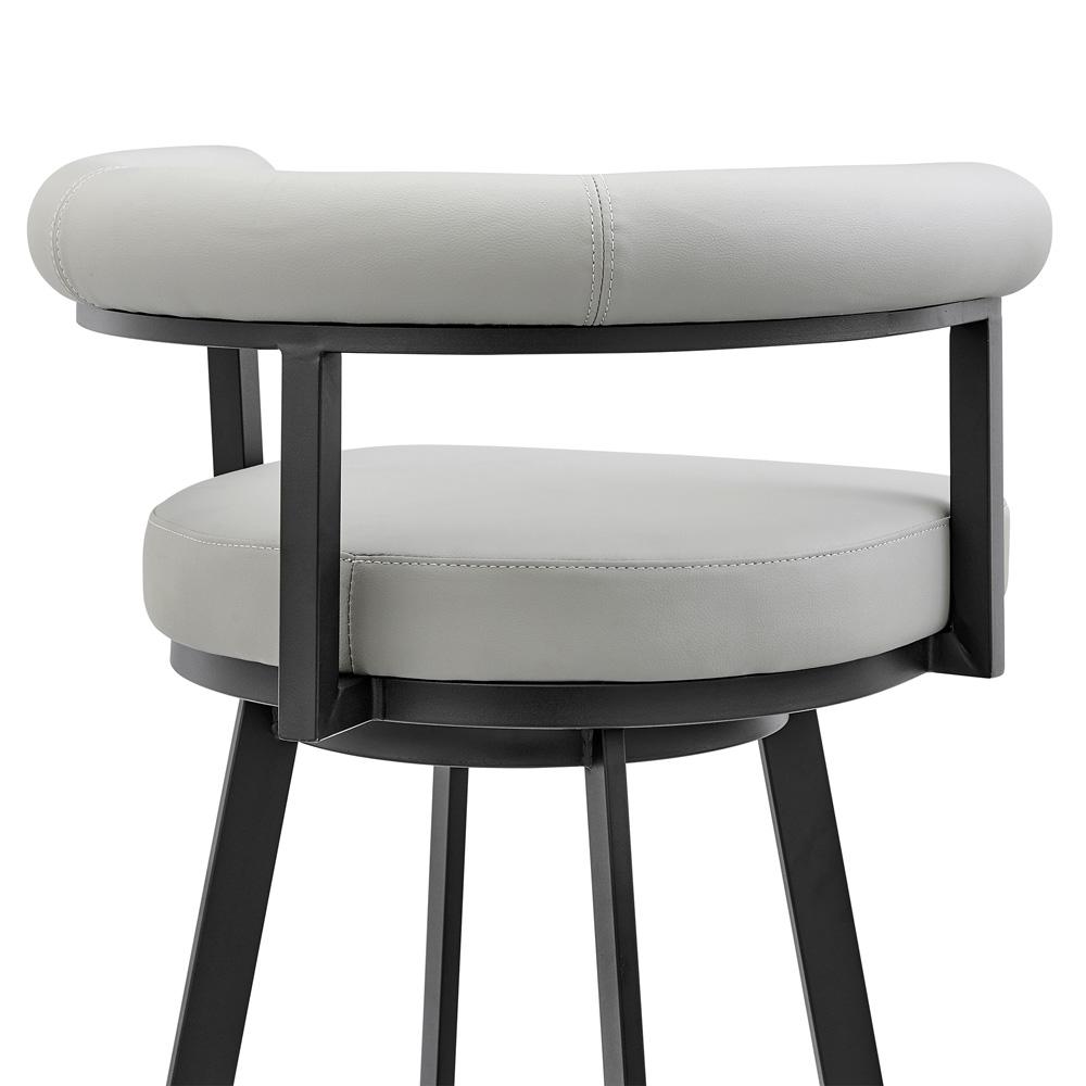 Armen Living - Nolagam Swivel Bar Stool in Black Metal with Light Gray Faux Leather - 840254335646 veiw 5
