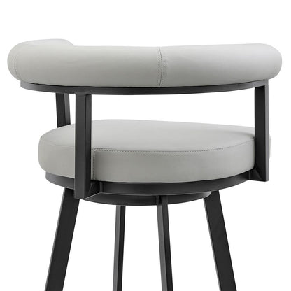Armen Living - Nolagam Swivel Bar Stool in Black Metal with Light Gray Faux Leather - 840254335646 veiw 5