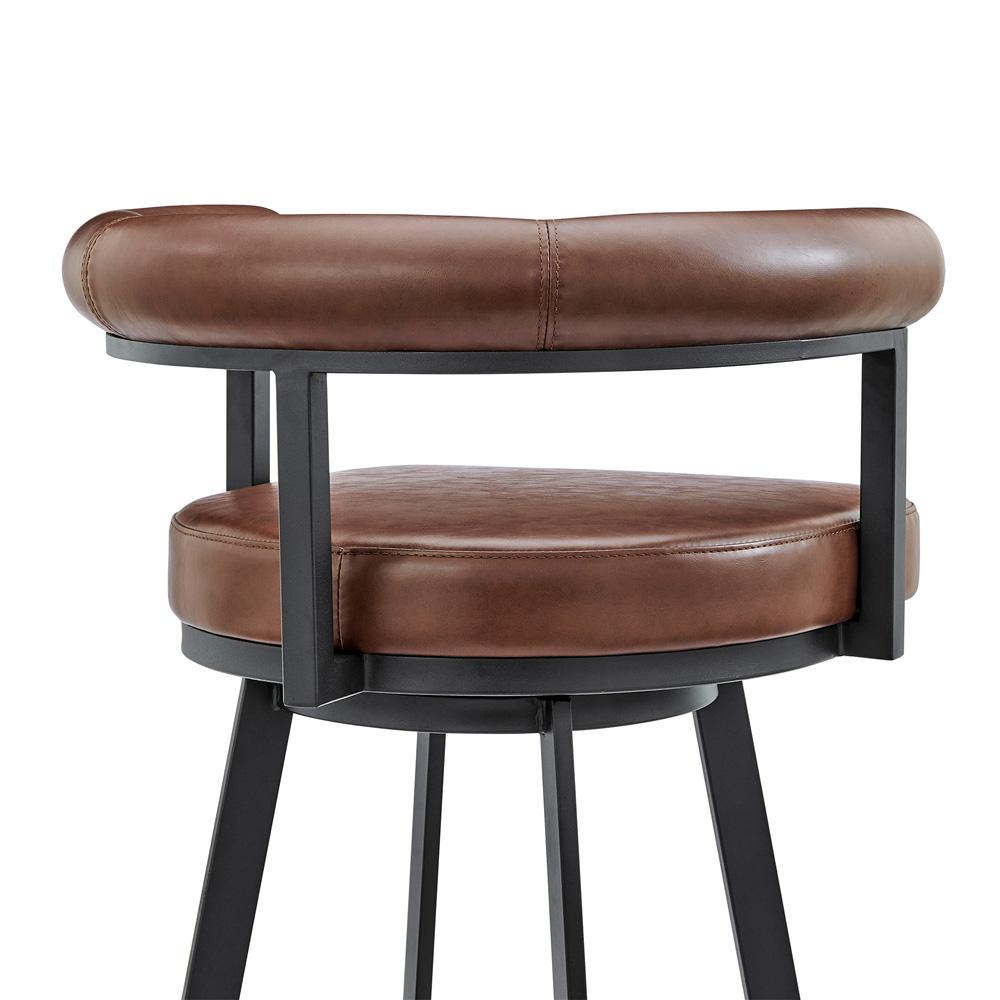Armen Living - Nolagam Swivel Counter Stool in Black Metal with Brown Faux Leather - 840254335578 veiw 5