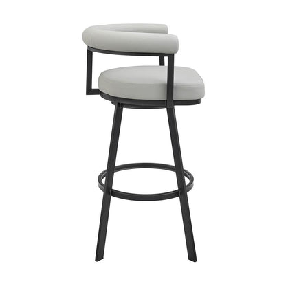 Armen Living - Nolagam Swivel Counter Stool in Black Metal with Light Gray Faux Leather - 840254335585 veiw 3