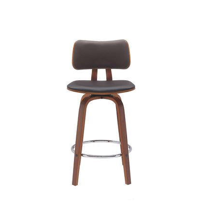 Armen Living - Pico 26in Swivel Walnut Wood Counter Stool in Brown Faux Leather with Chrome - LCPIBAWABR26 veiw 2