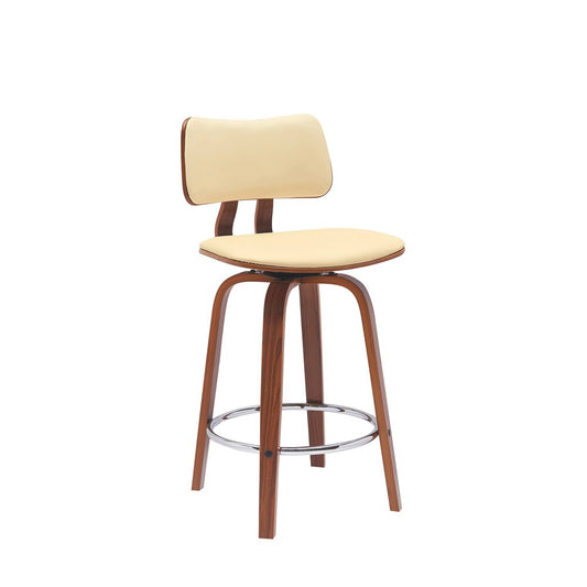 Armen Living - Pico 26in Swivel Walnut Wood Counter Stool in Cream Faux Leather with Chrome - LCPIBAWACR26 veiw 1