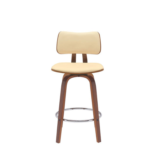 Armen Living - Pico 26in Swivel Walnut Wood Counter Stool in Cream Faux Leather with Chrome - LCPIBAWACR26 veiw 2