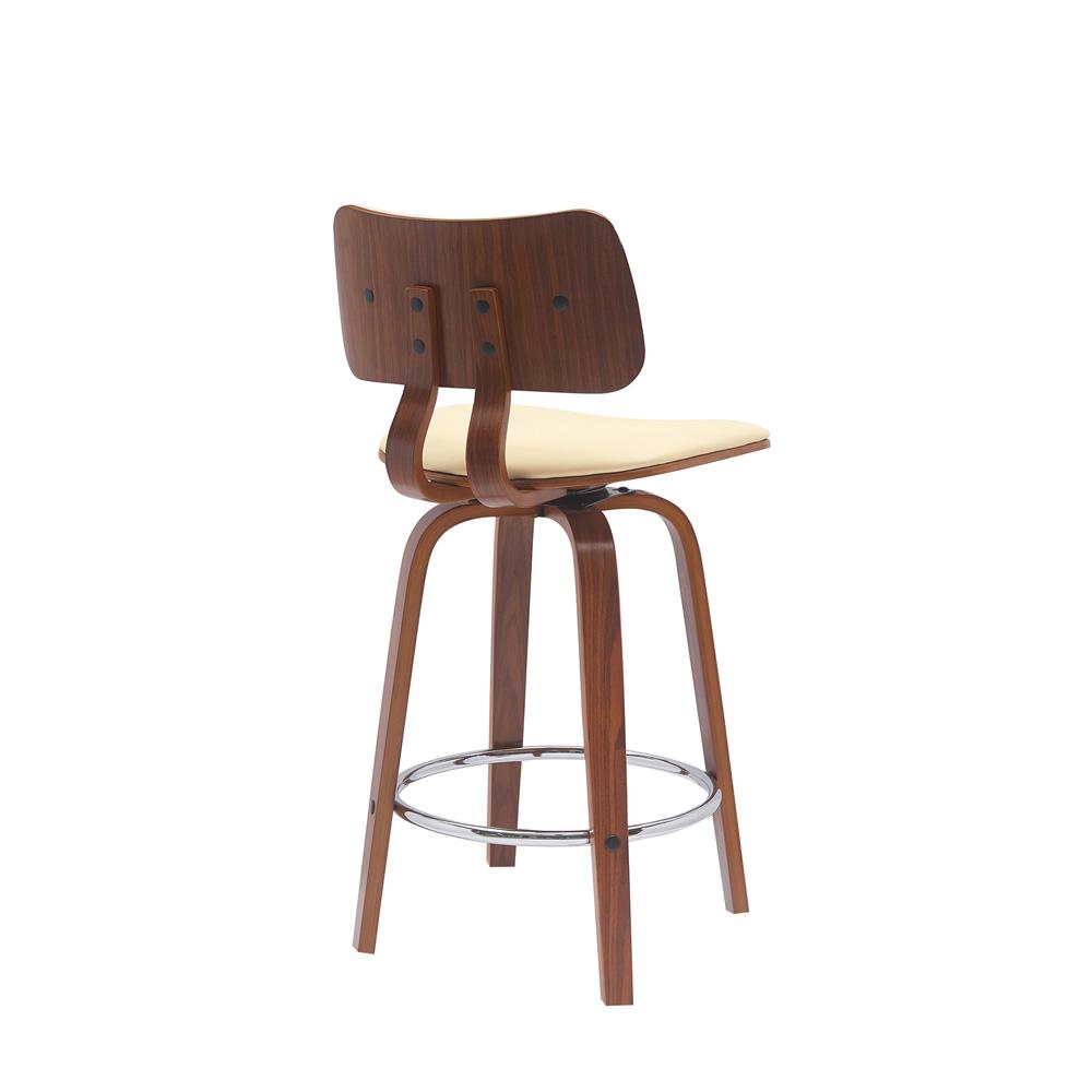 Armen Living - Pico 26in Swivel Walnut Wood Counter Stool in Cream Faux Leather with Chrome - LCPIBAWACR26 veiw 3