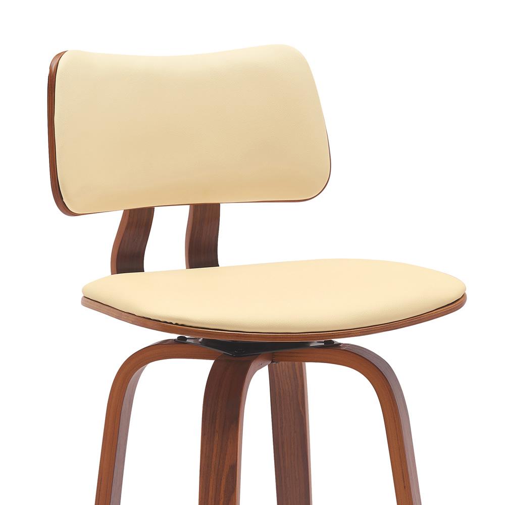 Armen Living - Pico 26in Swivel Walnut Wood Counter Stool in Cream Faux Leather with Chrome - LCPIBAWACR26 veiw 4