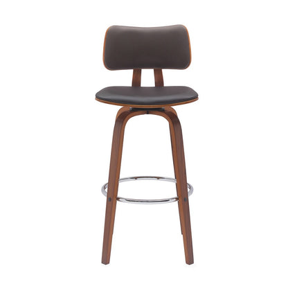 Armen Living - Pico 30in Swivel Walnut Wood Bar Stool in Brown Faux Leather with Chrome - LCPIBAWABR30 veiw 2