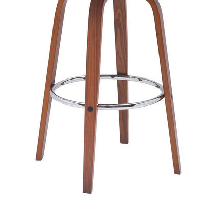 Armen Living - Pico 30in Swivel Walnut Wood Bar Stool in Brown Faux Leather with Chrome - LCPIBAWABR30 veiw 5