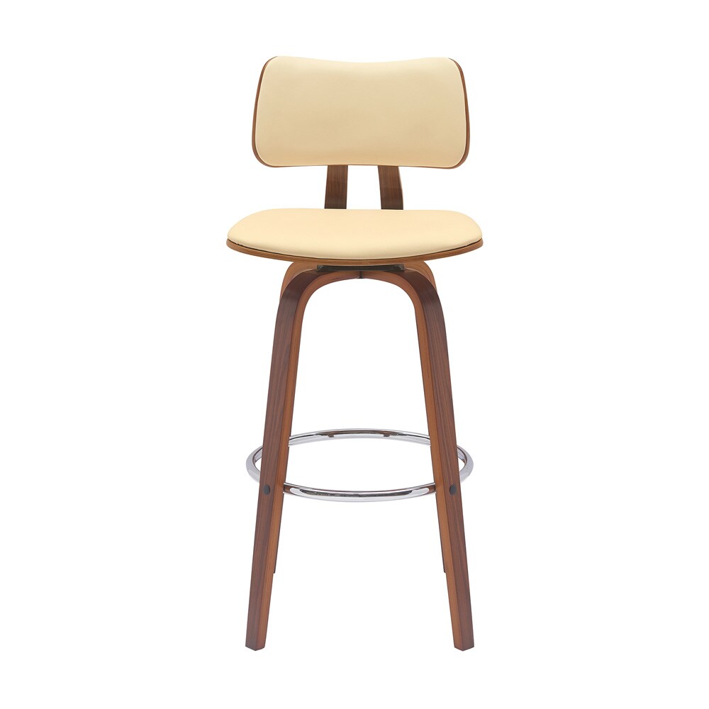 Armen Living - Pico 30in Swivel Walnut Wood Bar Stool in Cream Faux Leather with Chrome - LCPIBAWACR30 veiw 2