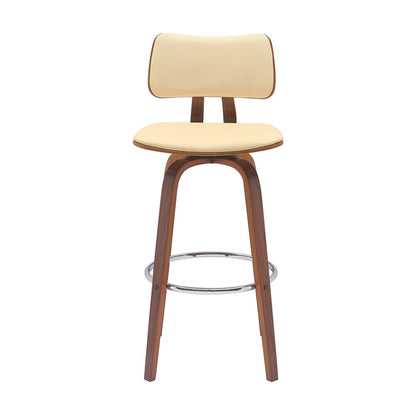 Armen Living - Pico 30in Swivel Walnut Wood Bar Stool in Cream Faux Leather with Chrome - LCPIBAWACR30 veiw 2