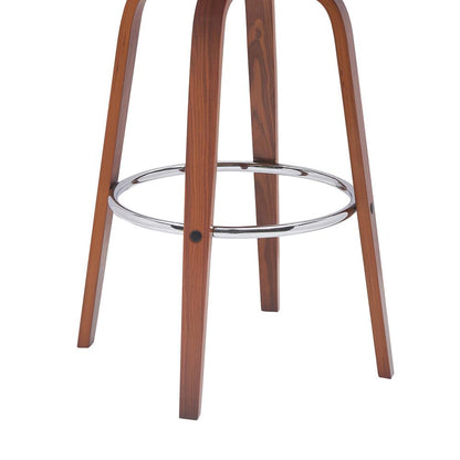 Armen Living - Pico 30in Swivel Walnut Wood Bar Stool in Cream Faux Leather with Chrome - LCPIBAWACR30 veiw 5