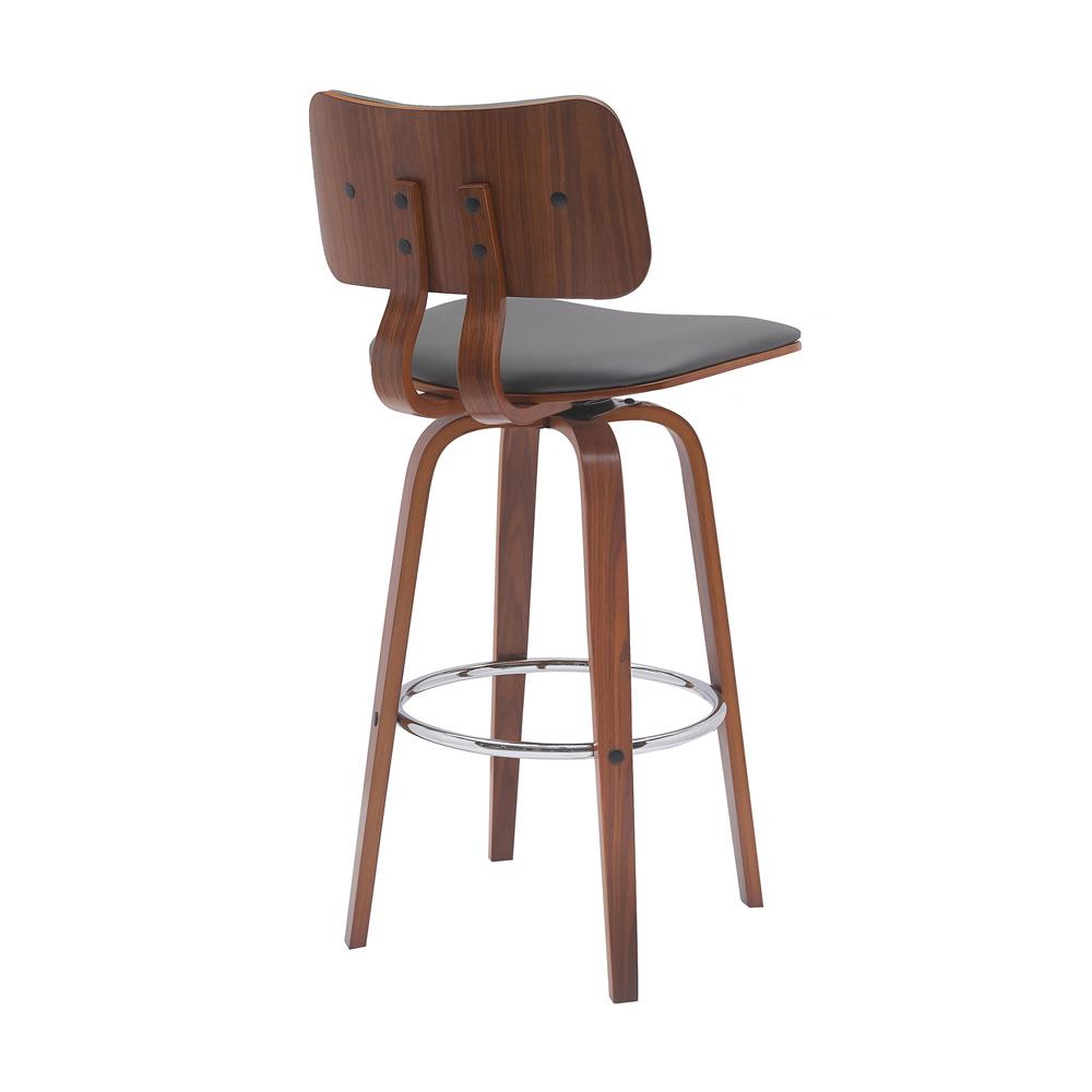 Armen Living - Pico 30in Swivel Walnut Wood Bar Stool in Gray Faux Leather with Chrome - LCPIBAWAGRY30 veiw 3