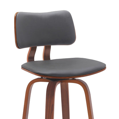 Armen Living - Pico 30in Swivel Walnut Wood Bar Stool in Gray Faux Leather with Chrome - LCPIBAWAGRY30 veiw 4