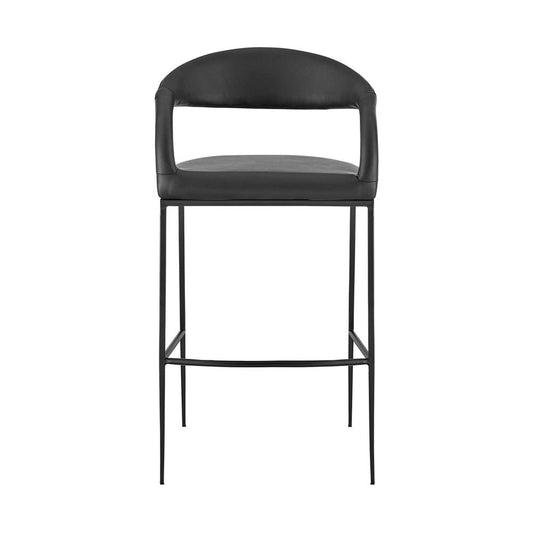 Armen Living - Ramona 26in Counter Stool with Matte Black Iron and Black Faux Leather - LCRABABLK26 veiw 2