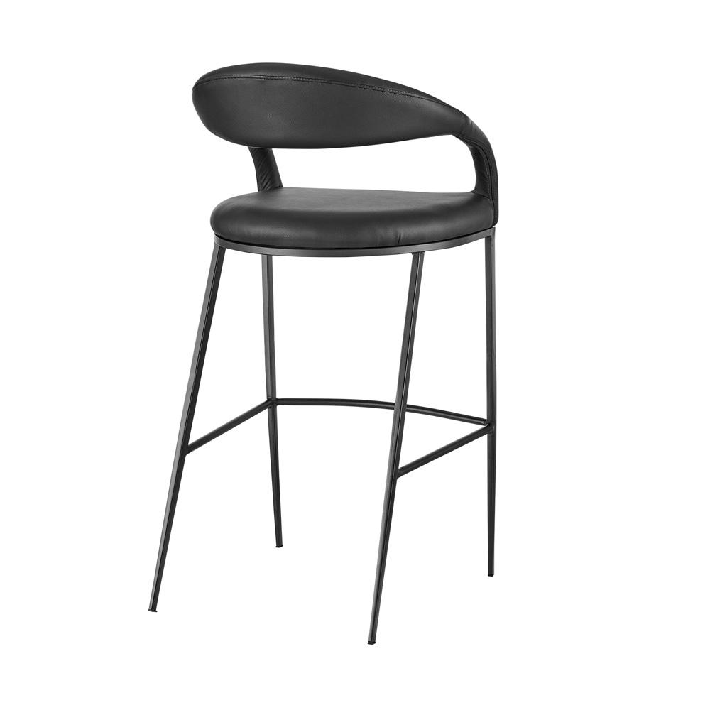 Armen Living - Ramona 26in Counter Stool with Matte Black Iron and Black Faux Leather - LCRABABLK26 veiw 3