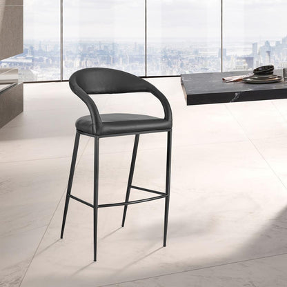 Armen Living - Ramona 26in Counter Stool with Matte Black Iron and Black Faux Leather - LCRABABLK26 veiw 7