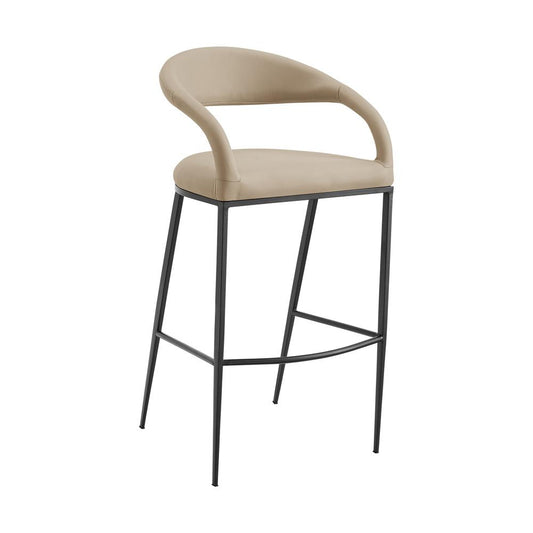 Armen Living - Ramona 30in Bar Stool with Matte Black Iron and Beige Faux Leather - LCRABABLKBG30 veiw 1
