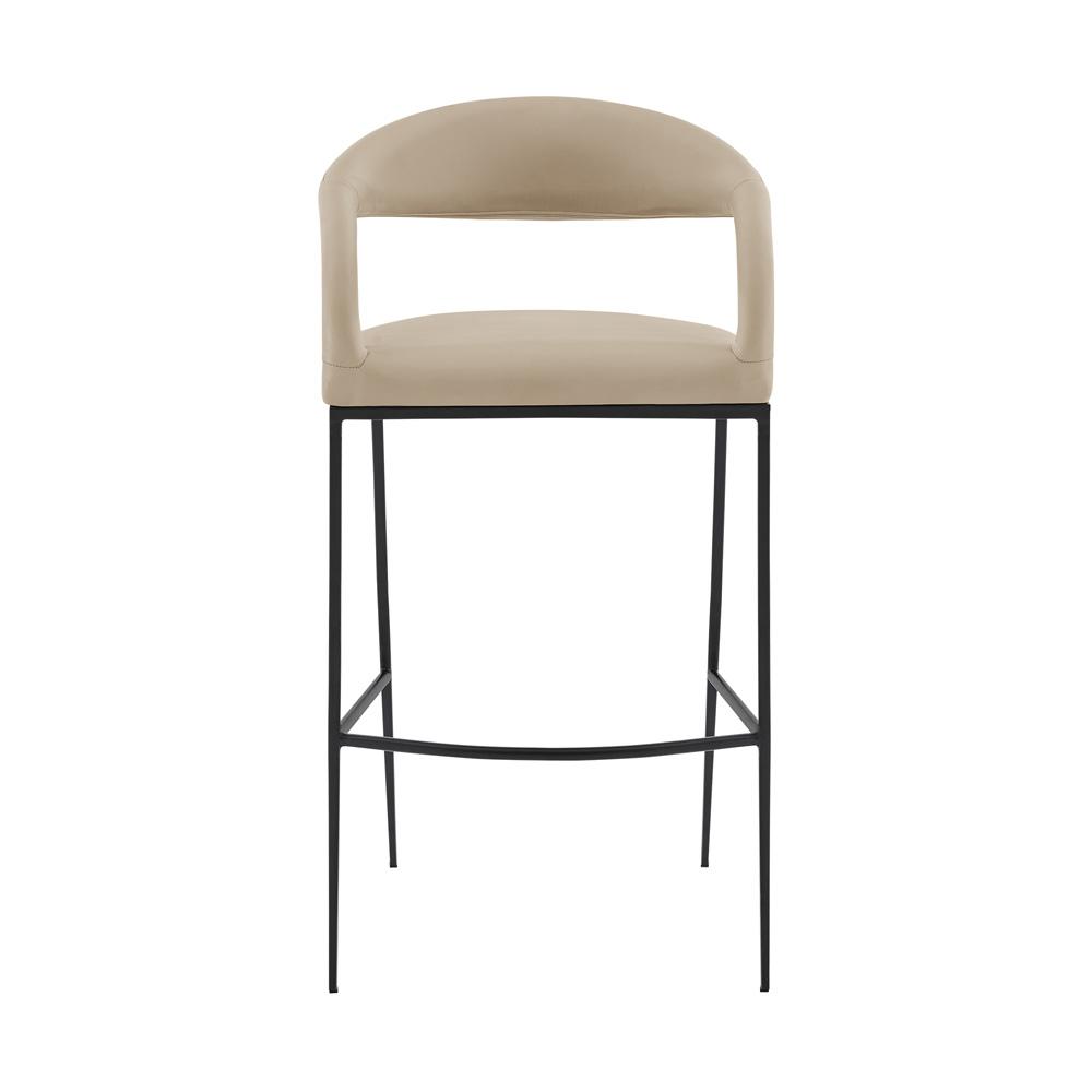 Armen Living - Ramona 30in Bar Stool with Matte Black Iron and Beige Faux Leather - LCRABABLKBG30 veiw 2