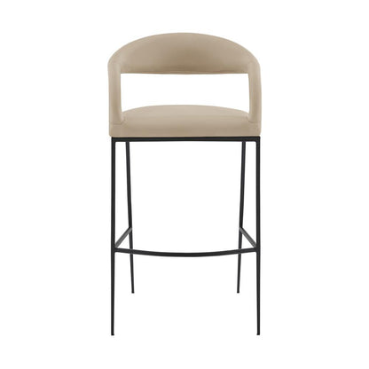 Armen Living - Ramona 30in Bar Stool with Matte Black Iron and Beige Faux Leather - LCRABABLKBG30 veiw 2