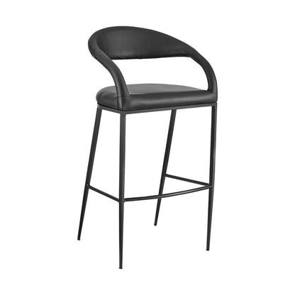 Armen Living - Ramona 30in Bar Stool with Matte Black Iron and Black Faux Leather - LCRABABLK30 veiw 1