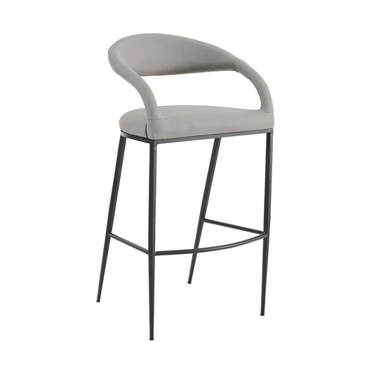 Armen Living - Ramona 30in Bar Stool with Matte Black Iron and Light Gray Leather - LCRABABLKPGRY30 veiw 1
