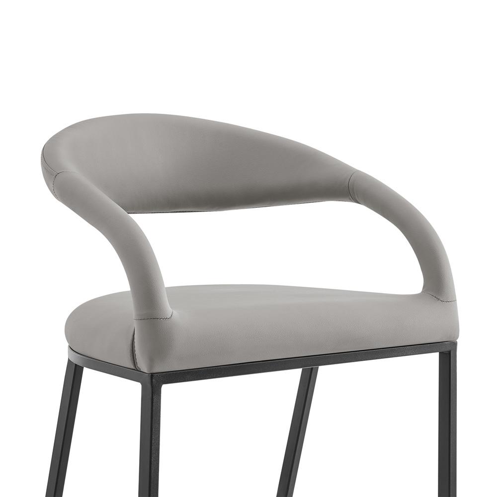 Armen Living - Ramona 30in Bar Stool with Matte Black Iron and Light Gray Leather - LCRABABLKPGRY30 veiw 4