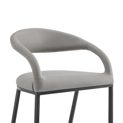 Armen Living - Ramona 30in Bar Stool with Matte Black Iron and Light Gray Leather - LCRABABLKPGRY30 veiw 4