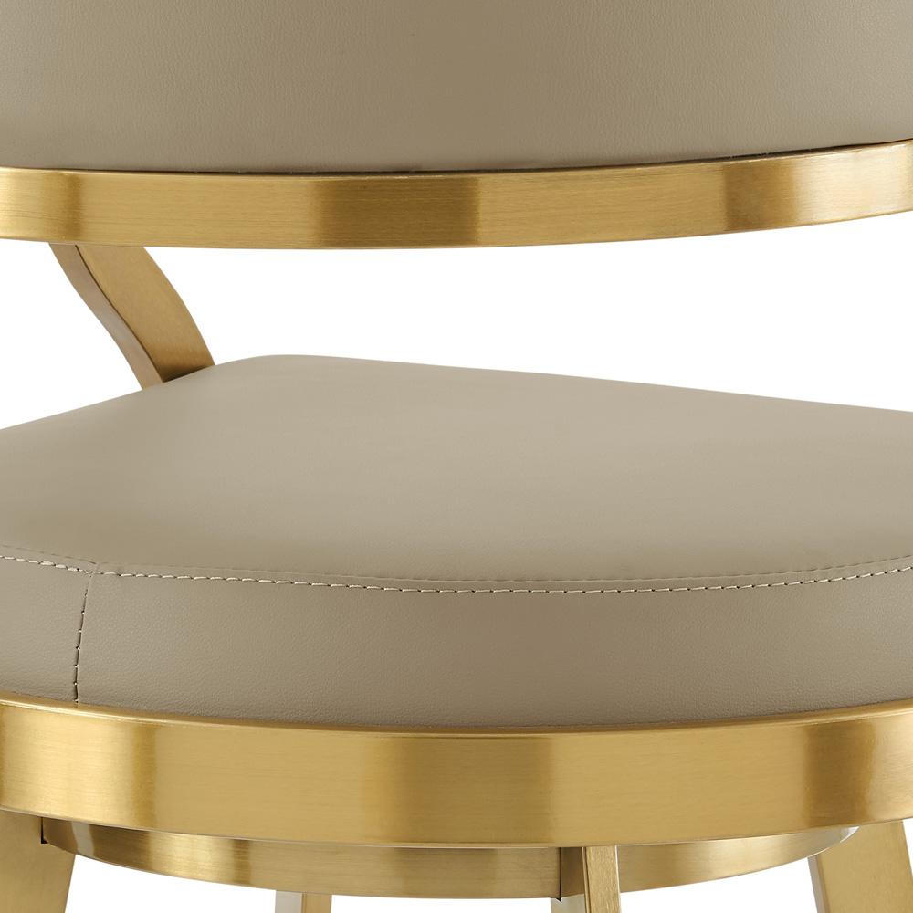 Armen Living - Saturn 30in Swivel Bar Stool with Gold Brushed Stainless Steel and Light Sand Faux Leather - LCSNSWBABGLLSA30 veiw 5