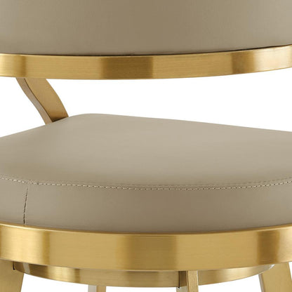 Armen Living - Saturn 30in Swivel Bar Stool with Gold Brushed Stainless Steel and Light Sand Faux Leather - LCSNSWBABGLLSA30 veiw 5