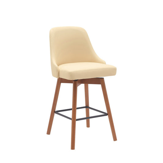 Armen Living - Sicily 26in Swivel Walnut Wood Counter Stool in Cream Faux Leather - LCSIBAWACR26 veiw 1