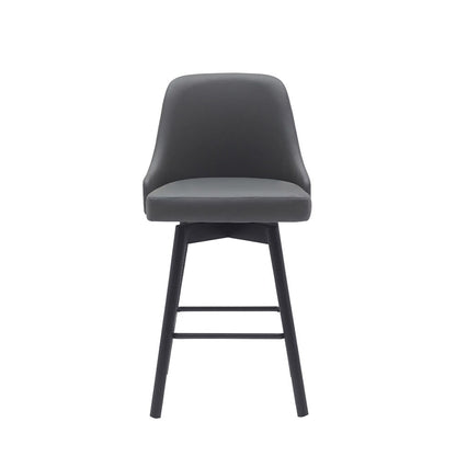 Armen Living - Sicily 26in Swivel Black Wood Counter Stool in Gray Faux Leather - LCSIBABLKGRY26 veiw 2