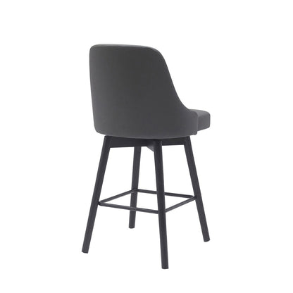 Armen Living - Sicily 26in Swivel Black Wood Counter Stool in Gray Faux Leather - LCSIBABLKGRY26 veiw 3