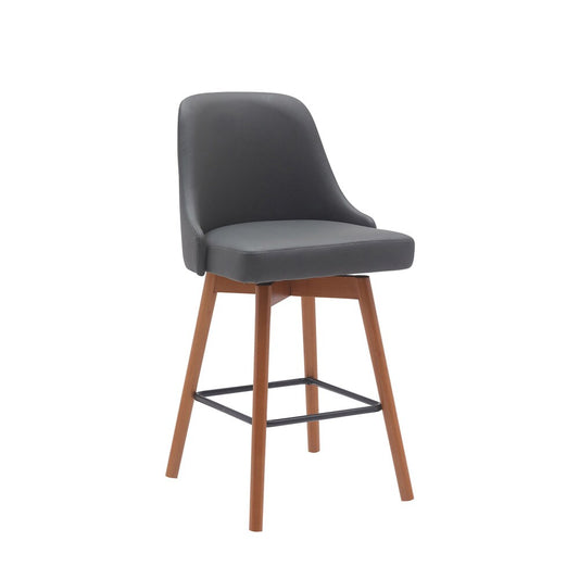 Armen Living - Sicily 26in Swivel Walnut Wood Counter Stool in Gray Faux Leather - LCSIBAWAGRY26 veiw 1