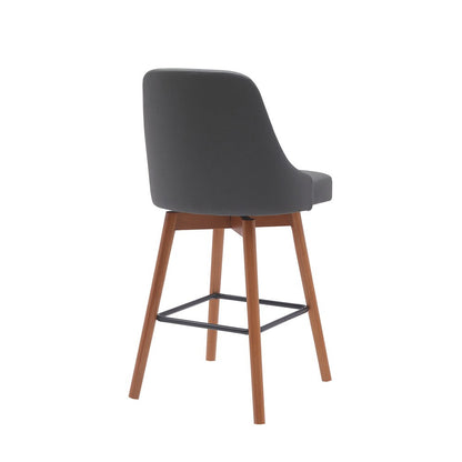 Armen Living - Sicily 26in Swivel Walnut Wood Counter Stool in Gray Faux Leather - LCSIBAWAGRY26 veiw 3