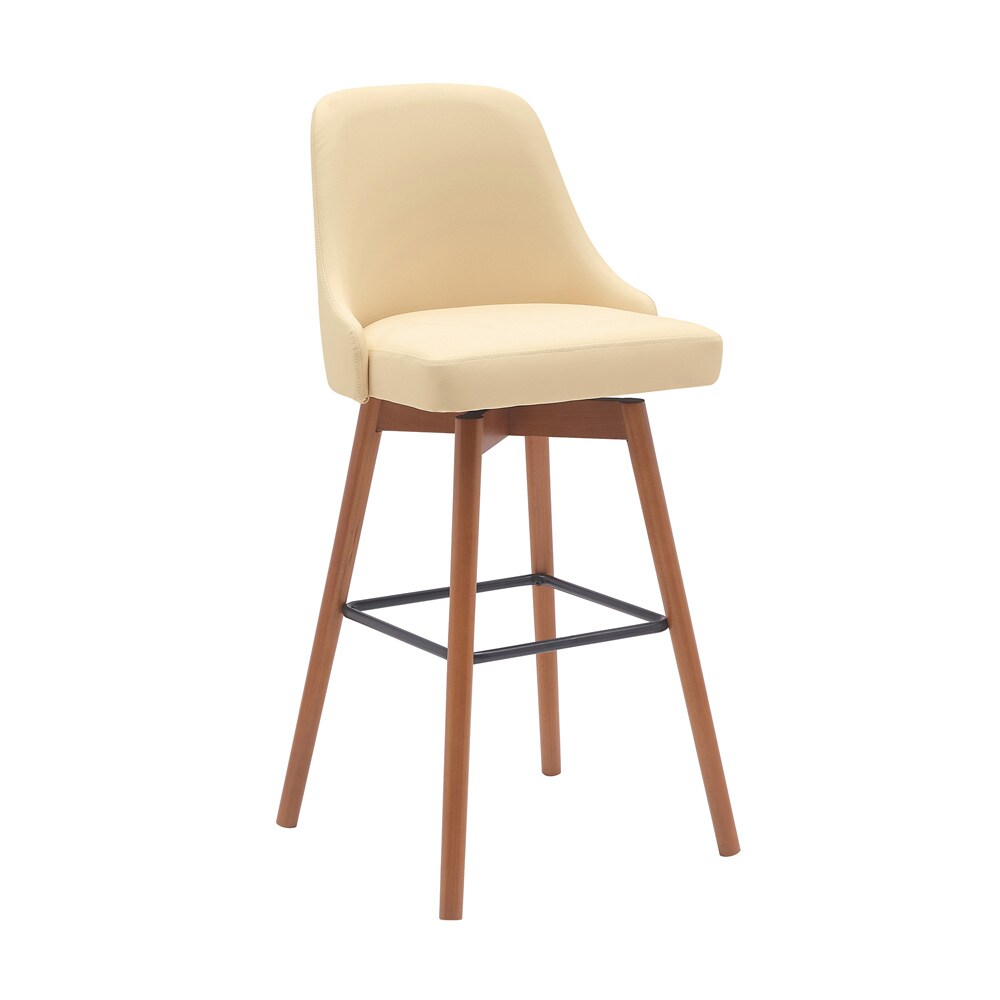 Armen Living - Sicily 30in Swivel Walnut Wood Bar Stool in Cream Faux Leather - LCSIBAWACR30 veiw 1