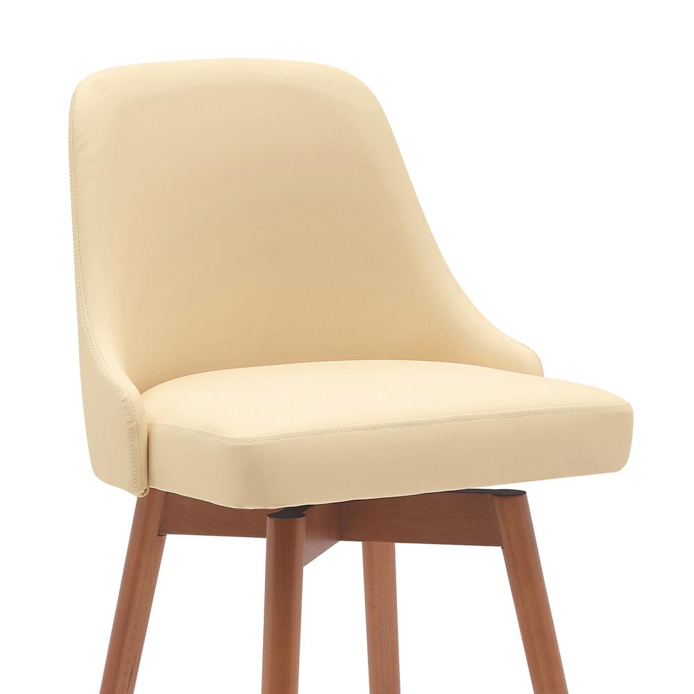 Armen Living - Sicily 30in Swivel Walnut Wood Bar Stool in Cream Faux Leather - LCSIBAWACR30 veiw 4